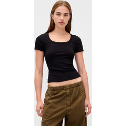 Modern Rib Scoop Crop Μπλούζα Black