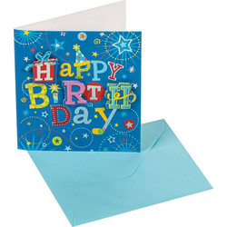 Μίνι Κάρτα Happy Birthday με Μπλε Φάκελο 7.5x8.5cm