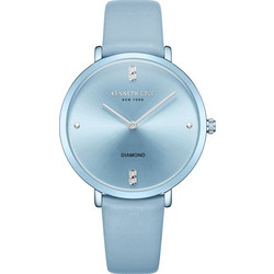 Kenneth Cole Diamond Crystals Γυναικείο Ρολόι με Γαλάζιο Δερμάτινο Λουράκι KCWLA0027402