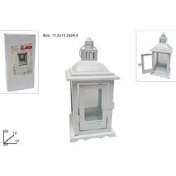 Διακοσμητικό φανάρι σε λευκό χρώμα 25x12x12cm