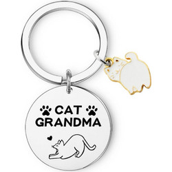 Μπρελόκ Γάτας Από Ανοξείδωτο Ατσάλι Cat Grandma Διαμ. 3cm