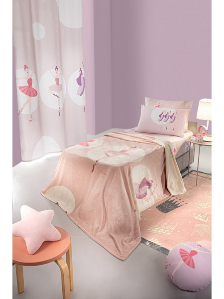 Κουβέρτα fleece 160x220 Saint Clair Ultra Soft Ballerinas - Σομόν Πορτοκαλί