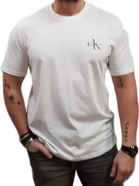 Calvin Klein - LV04RF278G YAF - Monologo Tee - Bright White - Regular Fit - Μπλούζα Μακό - white