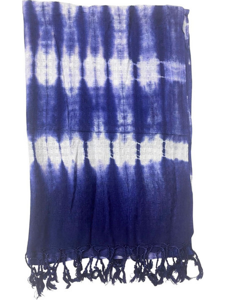 Boho Java Art Stole/Scarf - Indigo Stripes - 62x200cm