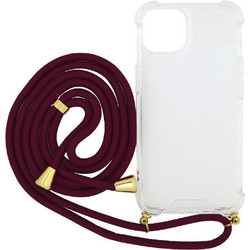Ancus Crossbody Back Cover Transparent / Burgundy (iPhone 14 Plus)