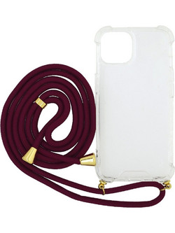 Ancus Crossbody Back Cover Transparent / Burgundy (iPhone 14 Plus)