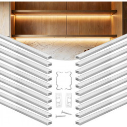 VEVOR 20 τεμάχια, κανάλια αλουμινίου LED σχήματος U 6,6 ft/2M, με γαλακτώδες κάλυμμα, καπάκια και κλιπ στερέωσης, προφίλ αλουμινίου για εγκαταστάσεις λωρίδων LED, εύκολη εγκατάσταση, για κάτω από πάγκ