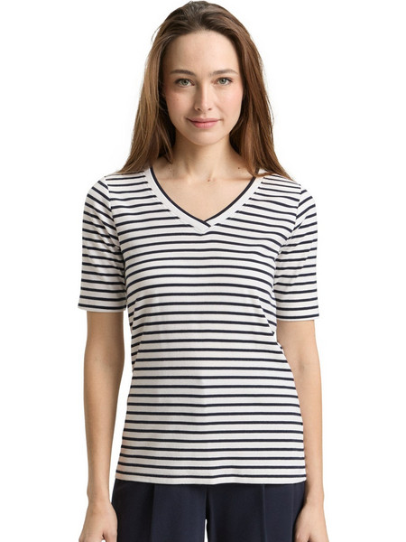 TOM TAILOR STRIPE V-NEC ΜΠΛΟΥΖΑ ΓΥΝΑΙΚΕΙΑ 1050432-39840 (39840/OFFWHITE NAVY BLUE STRIPE)