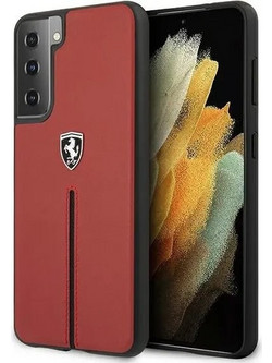 Ferrari Off Track Leather Nylon Stripe Θήκη Red (Samsung Galaxy S21+ 5G)