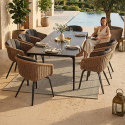 HomeMarkt Victus Σετ Τραπεζαρία Κήπου Αλουμίνιο 9τμχ Γκρι STONE-OLEFIN-WICKER