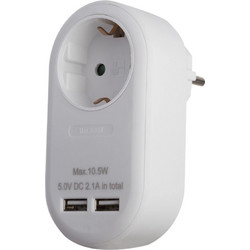 Entac EPAG-1EE-2USB-W Μονόπριζο με 2 USB-A