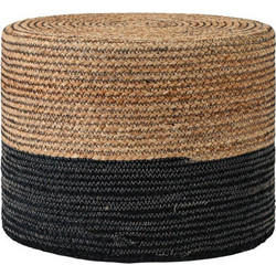 525631 ΣΤΡΟΓΓΥΛΟ ΠΟΥΦ FYLLIANA JUTE ΜΑΥΡΟ-ΚΑΦΕ ΧΡΩΜΑ 45X35ΕΚ