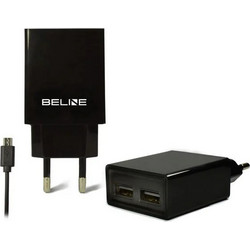 Beline Φορτιστής με 2 Θύρες USB-A και Καλώδιο micro USB 10W Μαύρος (BELI0011)