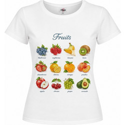 Agape Γυναικείο T-Shirt με σχέδιο Fruits Βαμβάκι Λευκό