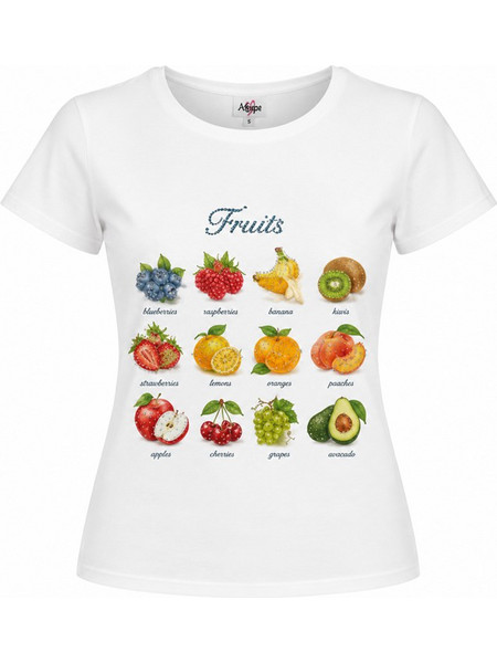 Agape Γυναικείο T-Shirt με σχέδιο Fruits Βαμβάκι Λευκό