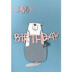 ΕΥΧΕΤΗΡΙΑ ΚΑΡΤΑ HAPPY BIRTHDAY - ΑΡΚΟΥΔΟΣ - JOY THE BRAND