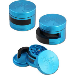 Black Leaf Dooor Aluminium 3 part Grinder Blue