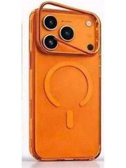 Strong Magnetic Anti-Drop Protection Built-in Stand For iPhone 17 Pro Max σε Διάφανο Πορτοκαλί Θήκη πλάτης MagSafe Back Cover Σιλικόνη