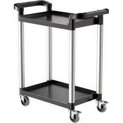 VEVOR Utility Cart, χωρητικότητα φόρτωσης 300 lbs, πλαστικό καρότσι 2 επιπέδων με περιστρεφόμενους τροχούς 360 (2 με φρένα) 24,4 x 16,1 ιντσών Καρότσι σέρβις τροφίμων για αποθήκη, γραφείο, σπίτι, εστι