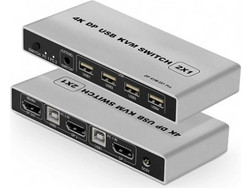 KVM Switch NORDIC (2 PC σε 1 Οθόνη) - DisplayPort 1.2 - 4K 60Hz - 4x USB Hub - HDCP 2.2 - Μαύρο KVM-101