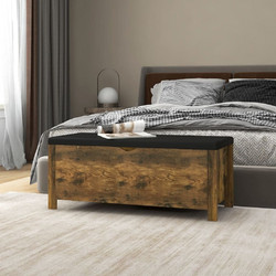 vidaXL Κουτί Αποθήκευσης Καπν. Δρυς 105x40x45cm Επεξ. Ξύλο + Μαξιλάρι 1 τεμ