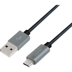 LogiLink Braided USB 2.0 to micro USB Cable Γκρι 1m (CU0132)