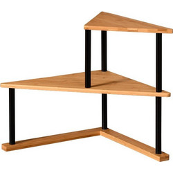 Kesper Διπλό Ράφι Bamboo 52x39x29,5cm Με Μαύρη Μεταλλική Βάση