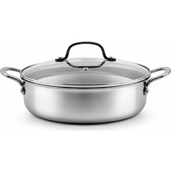 Κατσαρόλα ρηχή inox με γυάλινο καπάκι Dmond Tri-Ply 28cm αντικολλητική Ankor 448-28