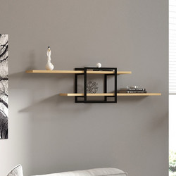Ραφιέρα τοίχου Mone Megapap χρώμα sapphire oak - μαύρο 120x18x30εκ