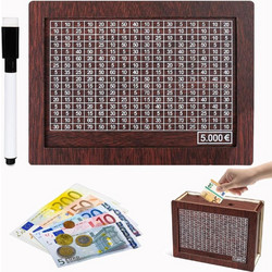 Kakeibo Box Γιαπωνέζικος Κουμπαράς Ξύλινος Ρετρό Αποταμίευση 5000 Καφέ