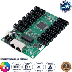 GloboStar(R) CARDULCO ZH-T12 90387 Professional LED Receiving Card 12 x HUB75 - Κάρτα Καναλιών για Ψηφιακές Οθόνες LED Video Wall - Loading Area W128 x H768 - Gray Level 65536 - Gigabit Network Linkab