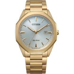Citizen Octagon Ανδρικό Ρολόι Solar με Χρυσό Μεταλλικό Μπρασελέ BM7492-57A