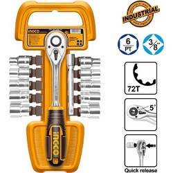 Καστάνια με Καρυδάκια Ingco (HKTS38122) - 3/8 - Σετ 12 τεμ. HKTS38122