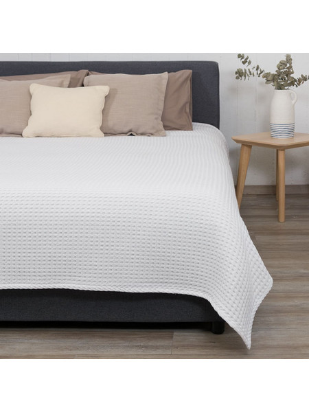 Κουβέρτα Πικέ Υπέρδιπλη (230x240) Naf-Naf Waffle White