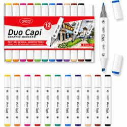 Μαρκαδόροι Σχεδίου DACO DUO CAPI (Graphic Markers) - Σετ 12 τεμαχίων
