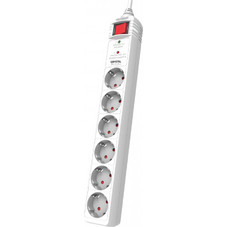 CRYSTAL AUDIO CP6-1300-70W Λευκό Πολύπριζο Προστασίας Schuko 6 Θέσεων 1300j/70db