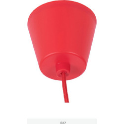 GloboStar(R) CABLITO 61551 Μοντέρνο Κρεμαστό Φωτιστικό Οροφής Μονόφωτο 1 x E27 Κόκκινο Σιλικόνης Ανάρτηση με Υφασμάτινο Καλώδιο Φ4 x Υ110cm