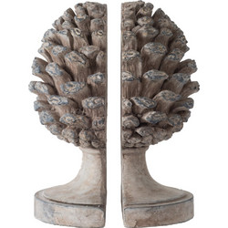 Artekko Pine Cone Γκρι Βιβλιοστάτες Ρητίνης με Κουκουνάρα (23.5x18.5x15.5)cm 2pcs