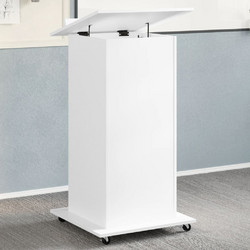 vidaXL Αναλόγιο με Ροδάκια & Συρτάρι Λευκό 55x55x107cm Επεξ. Ξύλο 1 τεμ