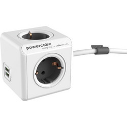 Allocacoc Extended USB PowerCube 4 θέσεων & 2xUSB & καλώδιο 1,5m - Γκρι
