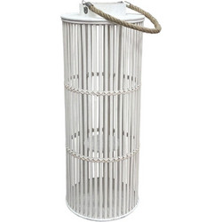Φανάρι Κλουβί 17-26254 Φ28x77cm White Marhome Γυαλί,Bamboo