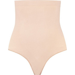 BYE-BRA - SOFT TOUCH SEAMLESS HIGH WAIST THONG BEIGE SIZE