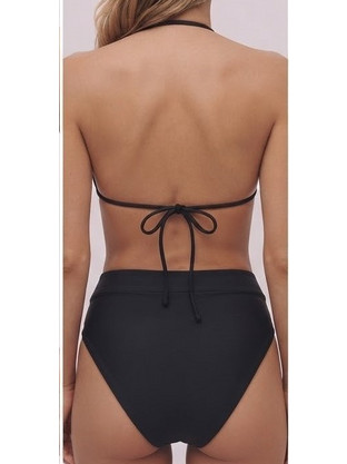 Fontana di Vita Γυναικείο Μαγιό Bikini Σετ Τριγωνάκι και Slip Ψηλόμεσο Mαύρο