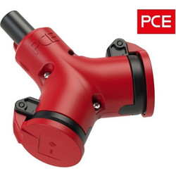 Φις Ρεύματος Διπλό Σούκο Θηλυκό PCE 25212-r 2P 16A 230V IP44 με Είσοδο Καλωδίου - Κόκκινο