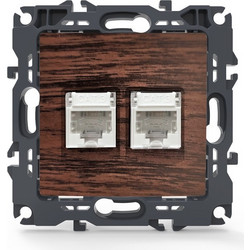 Acaelec Prime Διπλή Πρίζα Τηλεφώνου RJ11 CAT3 Ξύλο (1000113106)