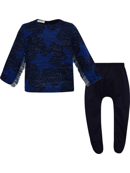 Two In A Castle Celestial Set With Knitted Stars Top & Leggings Blue T7546 Blue