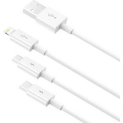 BASEUS SUPERIOR SERIES, ΚΑΛΩΔΙΟ ΓΡΗΓΟΡΗΣ ΦΟΡΤΙΣΗΣ, LIGHTNING + TYPE-C + MICRO, 0.5m, 3.5A, ΛΕΥΚΟ