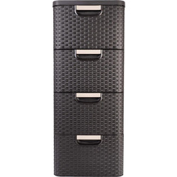 Curver Συρταριέρα Πλαστική 4 Θέσεων Καφέ 33x38x79cm 96616