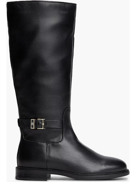 TOMMY HILFIGER TH BUCKLE LEATHER KNEE BOOT FW0FW09572-BDS Black