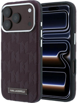 Karl Lagerfeld Grained Mono Resin Logo Magsafe Θήκη Burgundy (iPhone 18 Pro / 17 Pro)